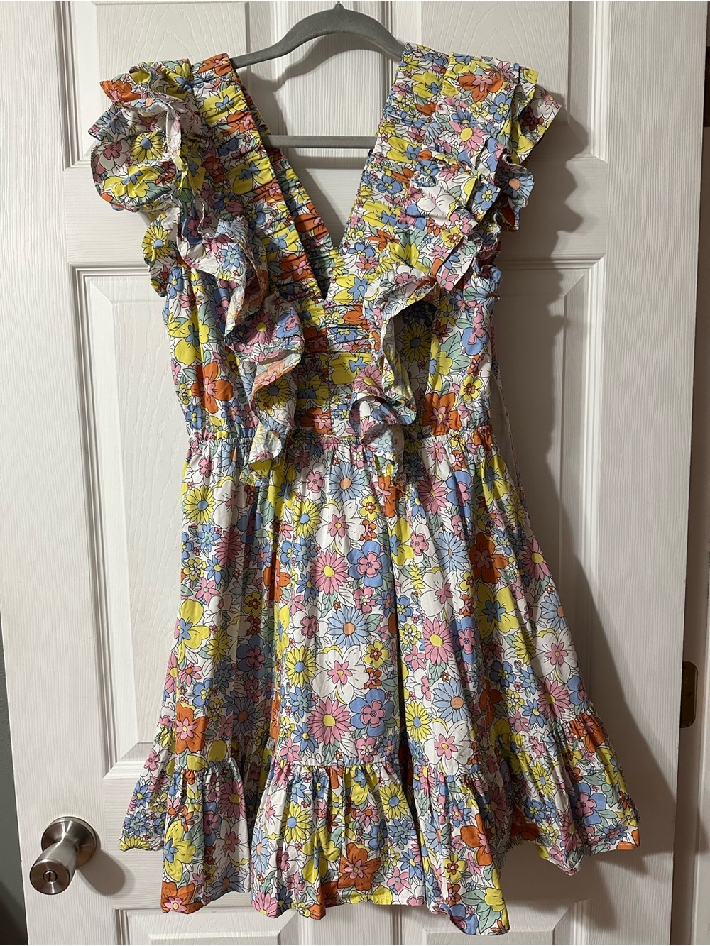 Karlie Women's Floral Ruffle Dress - Yellow, Pink, Blue, Orange